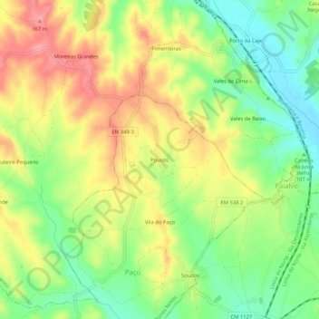 Pousos topographic map, elevation, terrain