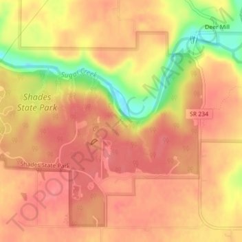 Silver Cascade Falls topographic map, elevation, terrain