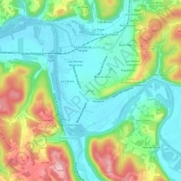 Le Luc topographic map, elevation, terrain