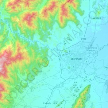 Doi Hang topographic map, elevation, terrain