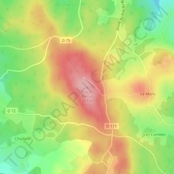 Puy du Bassin topographic map, elevation, terrain