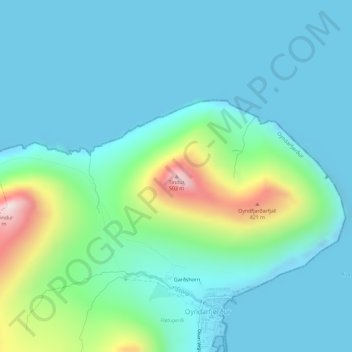 Tindur topographic map, elevation, terrain