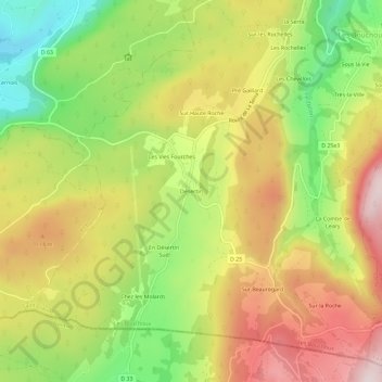 Désertin topographic map, elevation, terrain
