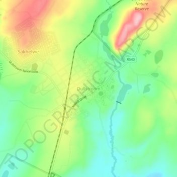 Dullstroom topographic map, elevation, terrain