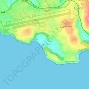 Bogmalo topographic map, elevation, terrain