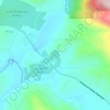 Anderson Valley topographic map, elevation, terrain
