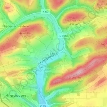 Eppe topographic map, elevation, terrain