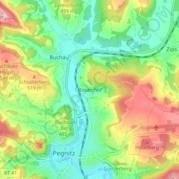 Rosenhof topographic map, elevation, terrain