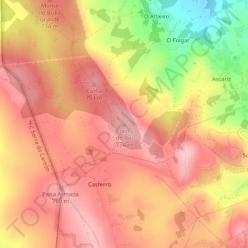 Corno do Boi topographic map, elevation, terrain