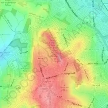 Beacon Hill topographic map, elevation, terrain