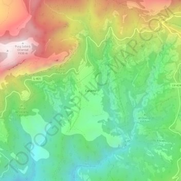 Canalda topographic map, elevation, terrain