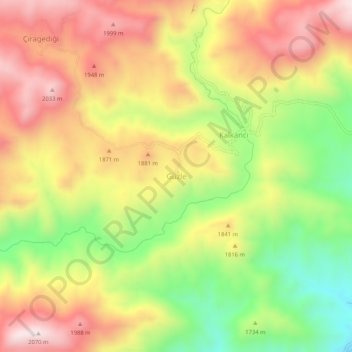 Güzle topographic map, elevation, terrain