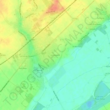 Les Venelles topographic map, elevation, terrain