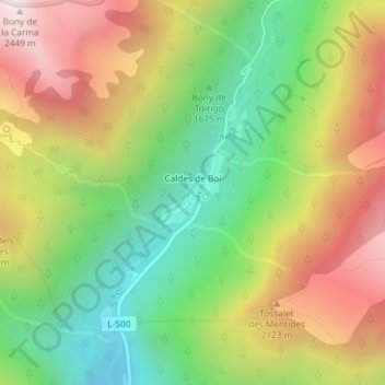 Caldes de Boí topographic map, elevation, terrain