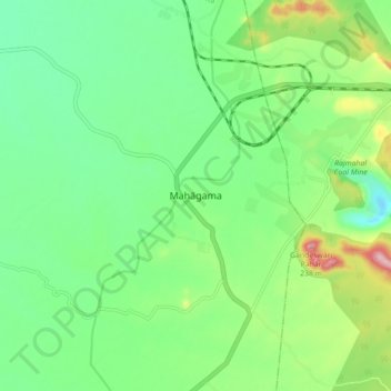 Mahagama topographic map, elevation, terrain