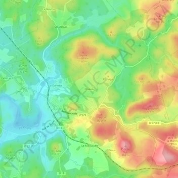 Chaleix topographic map, elevation, terrain