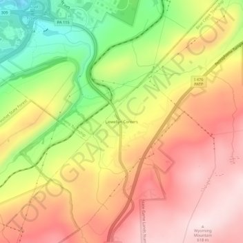 Liewellyn Corners topographic map, elevation, terrain