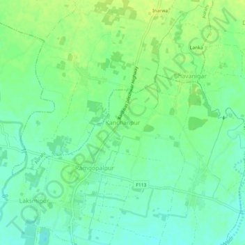 Kanchanpur topographic map, elevation, terrain