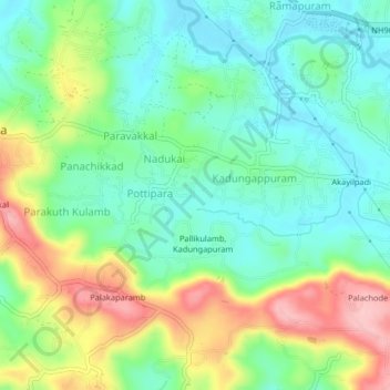 Chettiarangadi topographic map, elevation, terrain