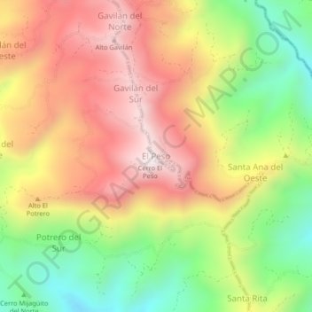 El Peso topographic map, elevation, terrain
