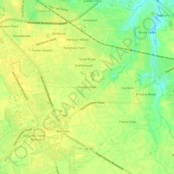 Planters Walk topographic map, elevation, terrain