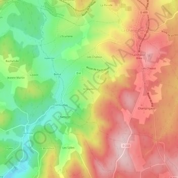Arfeuilles topographic map, elevation, terrain