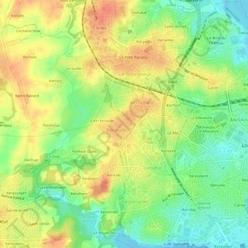 Beg er Lann topographic map, elevation, terrain