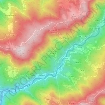 Codromaz topographic map, elevation, terrain