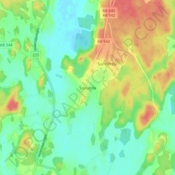 Sorunda topographic map, elevation, terrain
