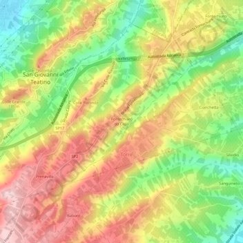 Fontechiaro da Capo topographic map, elevation, terrain