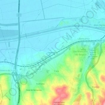 Espanadeira topographic map, elevation, terrain