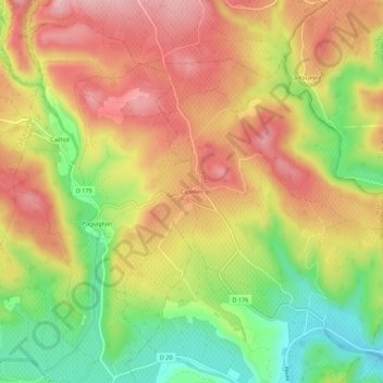 Cazelles topographic map, elevation, terrain
