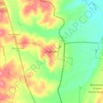 Hluhluwe topographic map, elevation, terrain