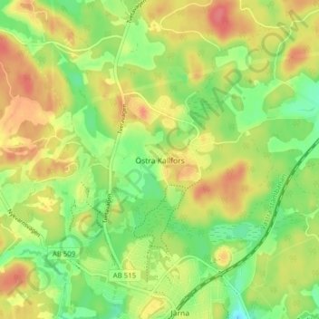 Östra Kallfors topographic map, elevation, terrain