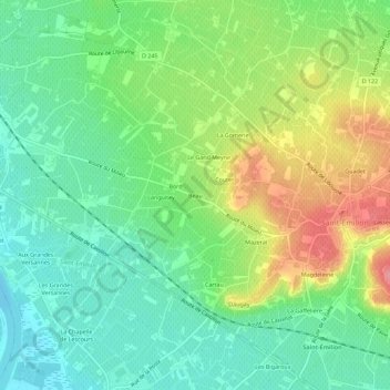 Beau topographic map, elevation, terrain