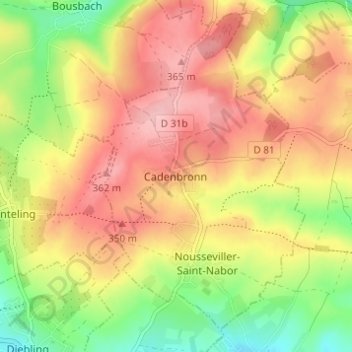 Cadenbronn topographic map, elevation, terrain