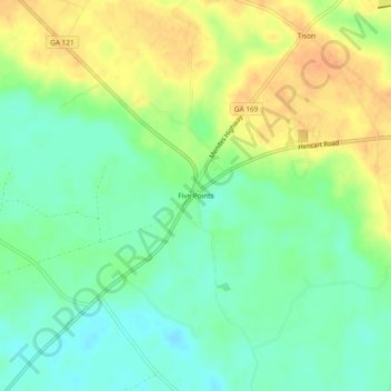 Five Points topographic map, elevation, terrain