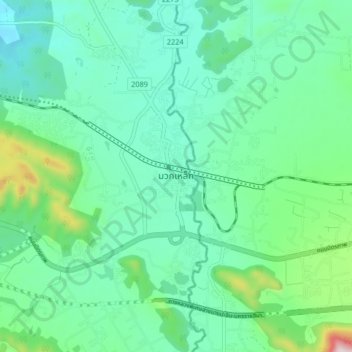 Muak Lek topographic map, elevation, terrain