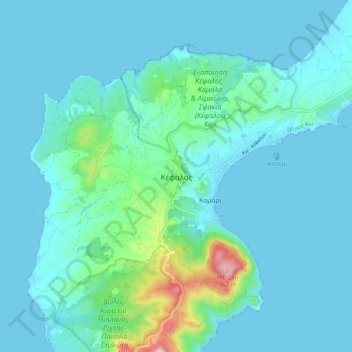 Kefalos topographic map, elevation, terrain