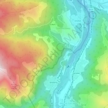 Seignaux topographic map, elevation, terrain