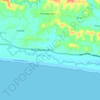 Panaruban topographic map, elevation, terrain