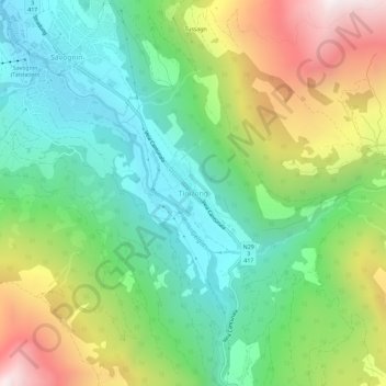 Tinizong topographic map, elevation, terrain