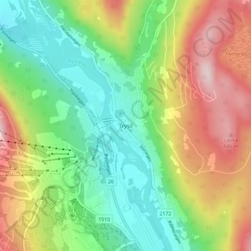 Trysil topographic map, elevation, terrain