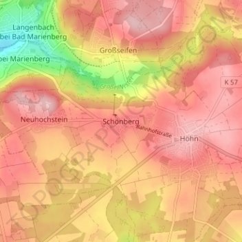 Schönberg topographic map, elevation, terrain