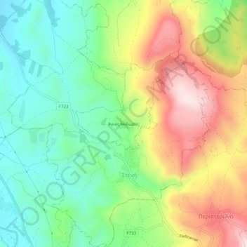 Agios Isidorous topographic map, elevation, terrain