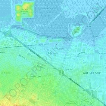 Belle Haven topographic map, elevation, terrain