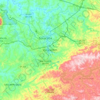 Votorantim topographic map, elevation, terrain