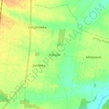 Milejów topographic map, elevation, terrain