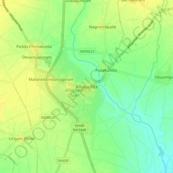 Allagadda topographic map, elevation, terrain