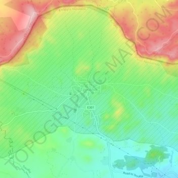 Troulloi topographic map, elevation, terrain